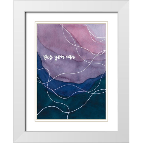 Yes You Can White Modern Wood Framed Art Print with Double Matting by Amaya
