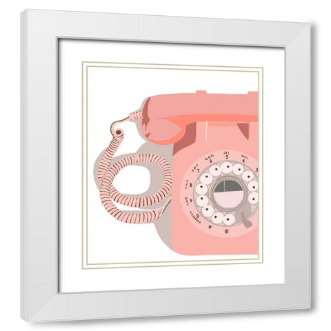 Vintage Phone White Modern Wood Framed Art Print with Double Matting by Bucheli, Jen