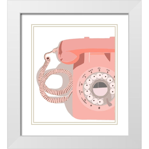 Vintage Phone White Modern Wood Framed Art Print with Double Matting by Bucheli, Jen