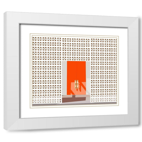Mid Century Modern Front Door White Modern Wood Framed Art Print with Double Matting by Bucheli, Jen