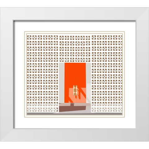 Mid Century Modern Front Door White Modern Wood Framed Art Print with Double Matting by Bucheli, Jen