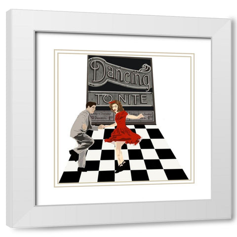 Dancing To Nite White Modern Wood Framed Art Print with Double Matting by Bucheli, Jen