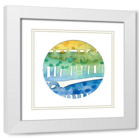 Retro Circle I White Modern Wood Framed Art Print with Double Matting by Bucheli, Jen