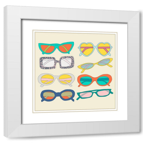 Retro Sunglasses White Modern Wood Framed Art Print with Double Matting by Bucheli, Jen