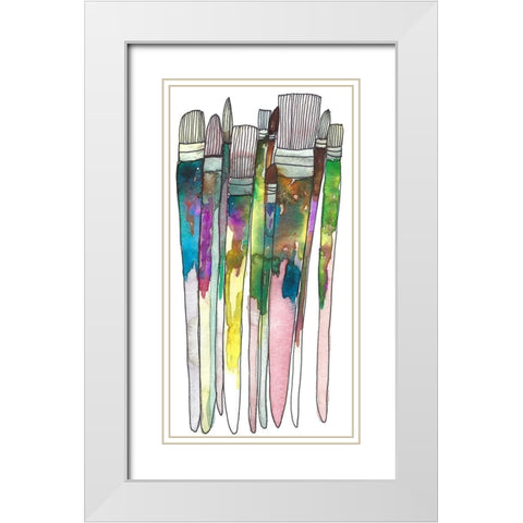 Paint Brushes White Modern Wood Framed Art Print with Double Matting by Bucheli, Jen