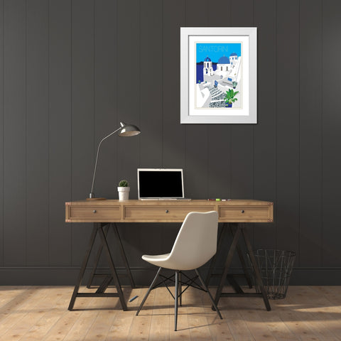 Santorini White Modern Wood Framed Art Print with Double Matting by Bucheli, Jen