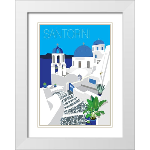 Santorini White Modern Wood Framed Art Print with Double Matting by Bucheli, Jen