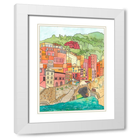Village By The River White Modern Wood Framed Art Print with Double Matting by Bucheli, Jen
