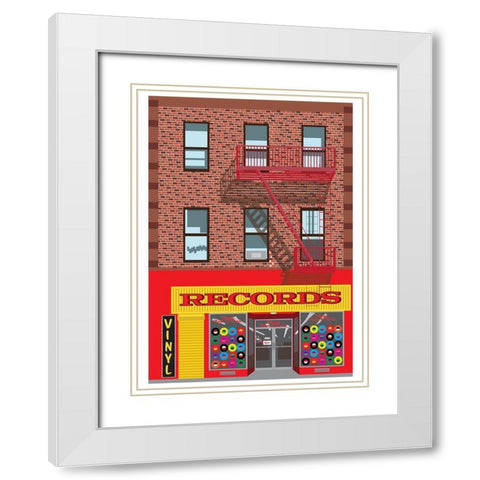 Vinyl Records White Modern Wood Framed Art Print with Double Matting by Bucheli, Jen