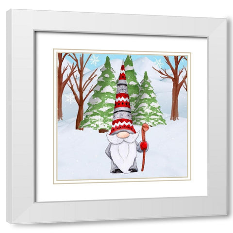Fun Hat Gnoming Around I White Modern Wood Framed Art Print with Double Matting by Edwins, Hugo