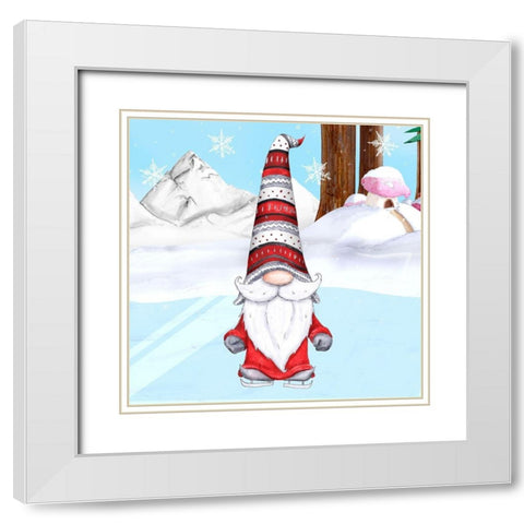 Fun Hat Gnoming Around II White Modern Wood Framed Art Print with Double Matting by Edwins, Hugo