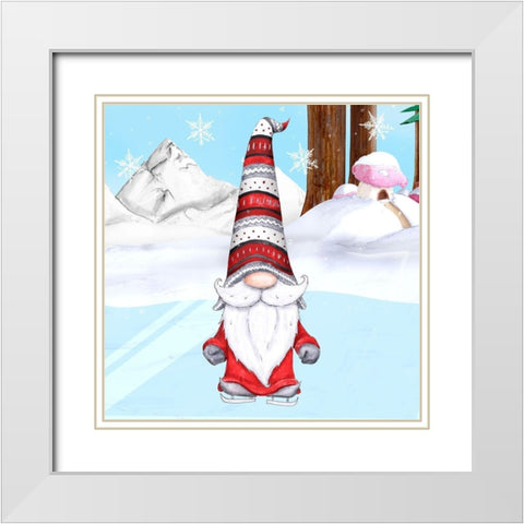 Fun Hat Gnoming Around II White Modern Wood Framed Art Print with Double Matting by Edwins, Hugo