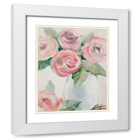 Pink Spring Blooms I White Modern Wood Framed Art Print with Double Matting by Loreth, Lanie