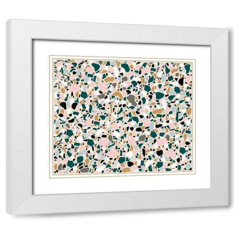 Teal Terrazo White Modern Wood Framed Art Print with Double Matting by Bucheli, Jen