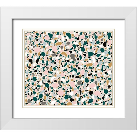 Teal Terrazo White Modern Wood Framed Art Print with Double Matting by Bucheli, Jen