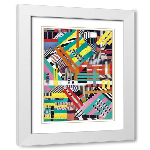 Colorful Abstract Lines White Modern Wood Framed Art Print with Double Matting by Bucheli, Jen