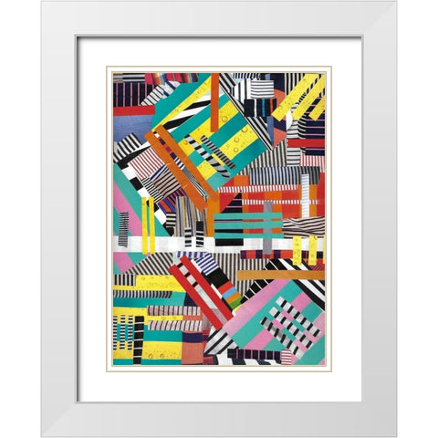 Colorful Abstract Lines White Modern Wood Framed Art Print with Double Matting by Bucheli, Jen