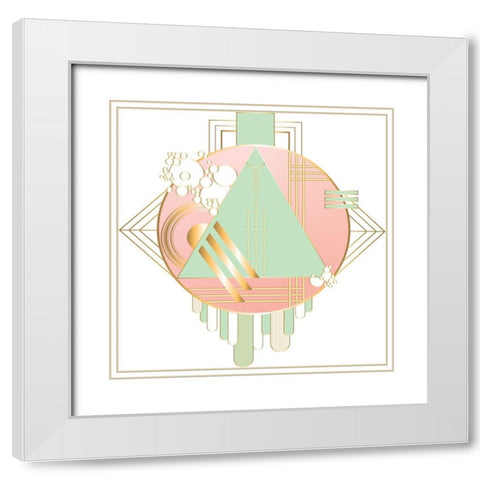 Art Deco Circle White Modern Wood Framed Art Print with Double Matting by Bucheli, Jen
