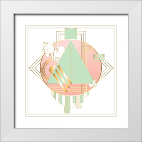 Art Deco Circle White Modern Wood Framed Art Print with Double Matting by Bucheli, Jen