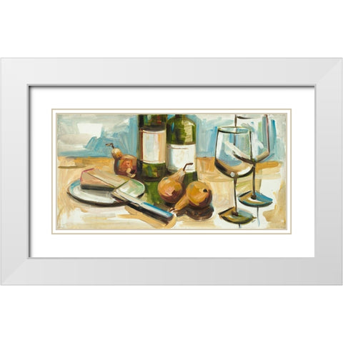 Pears Well with Wine White Modern Wood Framed Art Print with Double Matting by French-Roussia, Heather A.