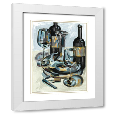 Wine with Dinner I White Modern Wood Framed Art Print with Double Matting by French-Roussia, Heather A.