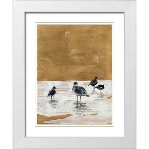 Seagulls Chillin White Modern Wood Framed Art Print with Double Matting by Loreth, Lanie