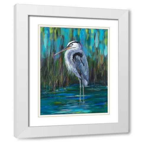 Standing Heron II White Modern Wood Framed Art Print with Double Matting by DeRice, Julie