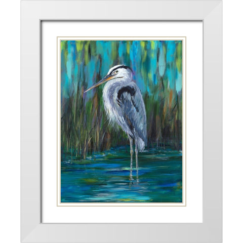 Standing Heron II White Modern Wood Framed Art Print with Double Matting by DeRice, Julie