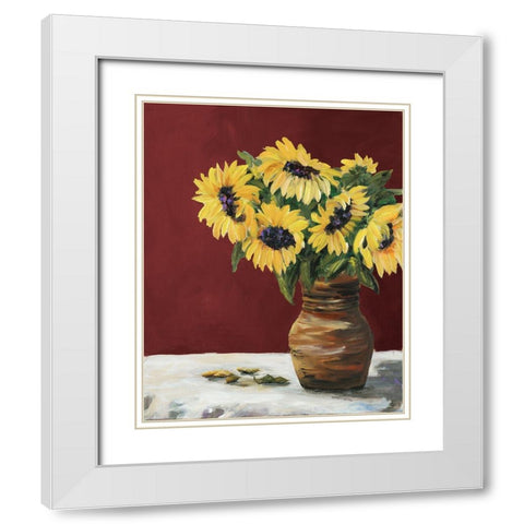 Sunflowers White Modern Wood Framed Art Print with Double Matting by DeRice, Julie