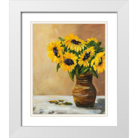 Sunflowers White Modern Wood Framed Art Print with Double Matting by DeRice, Julie