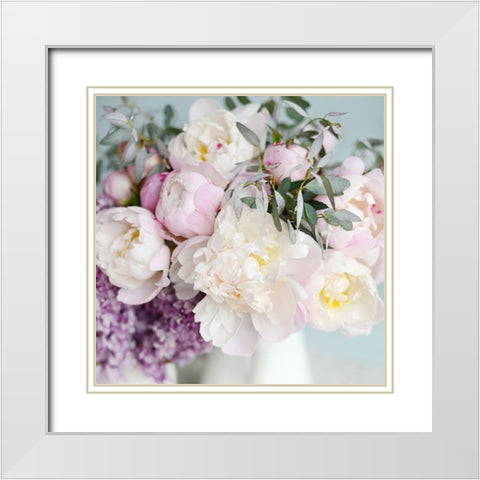 Pretty Pink Blooms White Modern Wood Framed Art Print with Double Matting by Gardner, Sarah