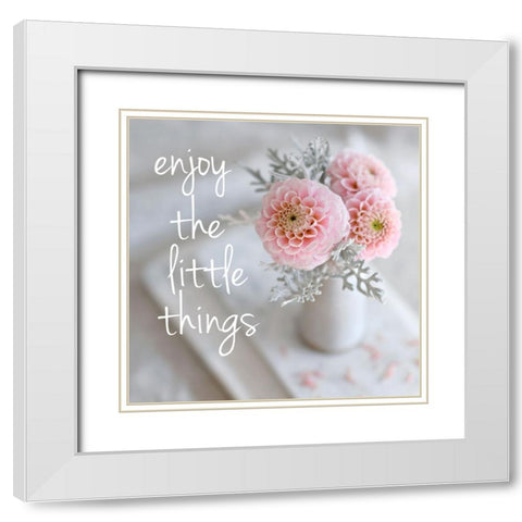 Enjoy the Little Things White Modern Wood Framed Art Print with Double Matting by Gardner, Sarah
