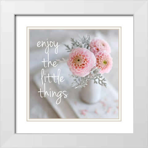 Enjoy the Little Things White Modern Wood Framed Art Print with Double Matting by Gardner, Sarah