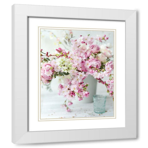 Soft Petals in Vase White Modern Wood Framed Art Print with Double Matting by Gardner, Sarah
