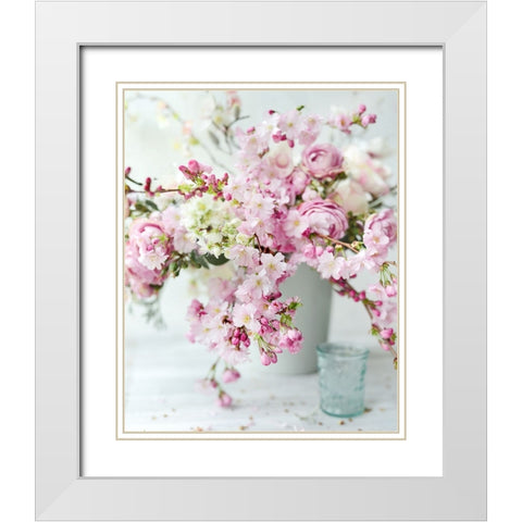 Soft Petals in Vase White Modern Wood Framed Art Print with Double Matting by Gardner, Sarah