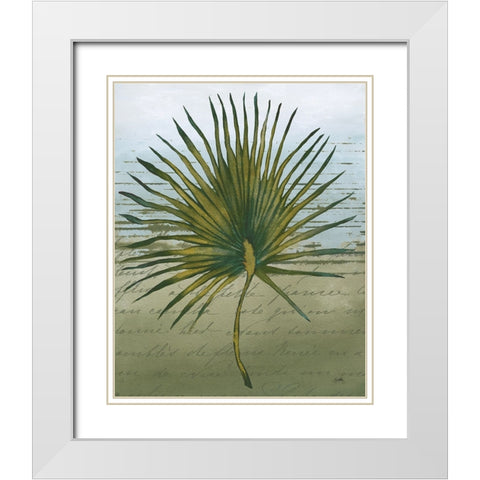 Palm on Script II White Modern Wood Framed Art Print with Double Matting by Medley, Elizabeth