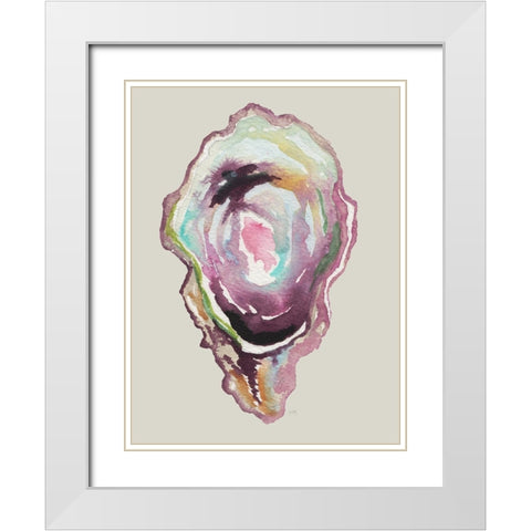 Oyster I White Modern Wood Framed Art Print with Double Matting by Medley, Elizabeth