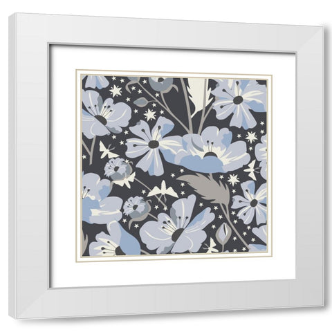 Blue Spellflowers I White Modern Wood Framed Art Print with Double Matting by Gardner, Sarah