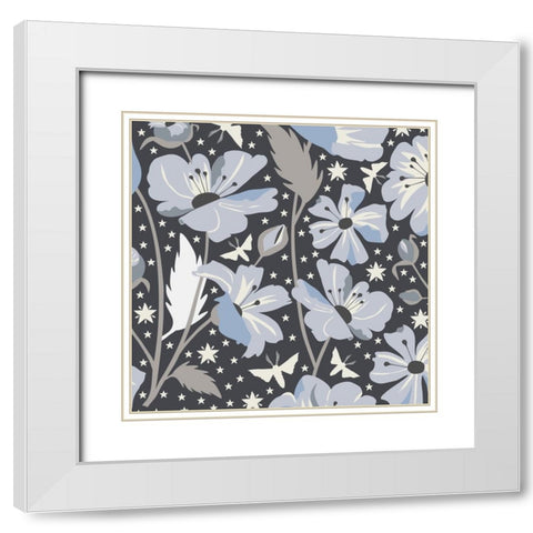 Blue Spellflowers II White Modern Wood Framed Art Print with Double Matting by Gardner, Sarah