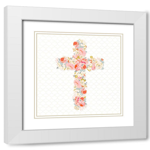 Cross Bouquet I White Modern Wood Framed Art Print with Double Matting by Gardner, Sarah