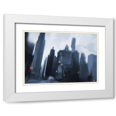 Foggy Evening in the City White Modern Wood Framed Art Print with Double Matting by Meneely, Dan