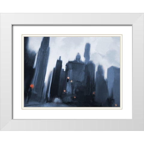 Foggy Evening in the City White Modern Wood Framed Art Print with Double Matting by Meneely, Dan