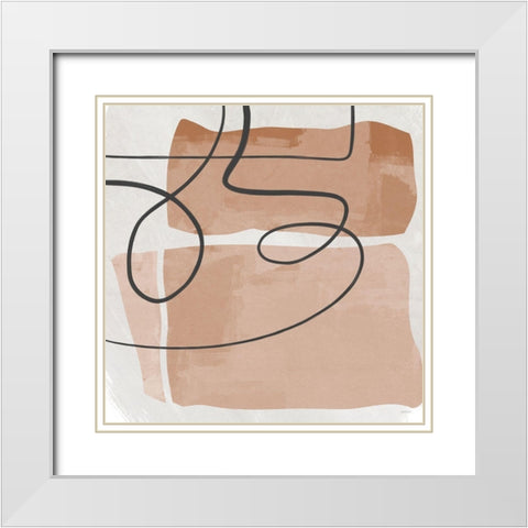 Terracotta Line Design Square White Modern Wood Framed Art Print with Double Matting by Meneely, Dan
