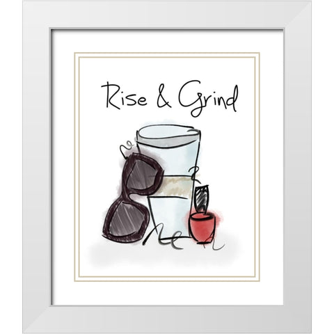 Rise and Grind White Modern Wood Framed Art Print with Double Matting by Quach, Anna