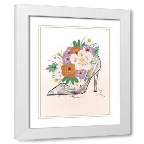 Floral Bloom Heel White Modern Wood Framed Art Print with Double Matting by Quach, Anna
