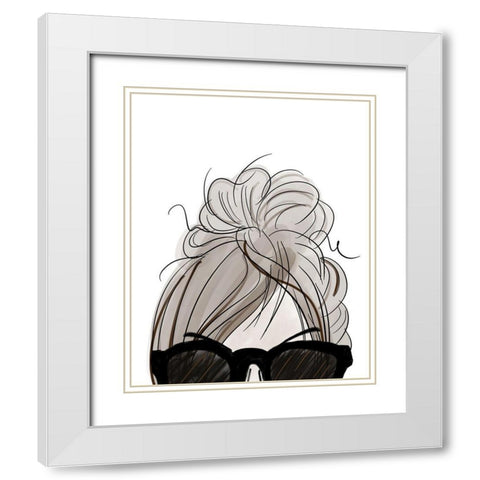 Visions of Hair Style IV White Modern Wood Framed Art Print with Double Matting by Quach, Anna