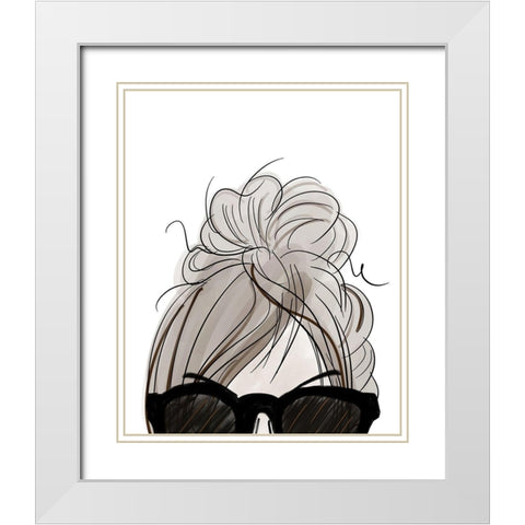Visions of Hair Style IV White Modern Wood Framed Art Print with Double Matting by Quach, Anna