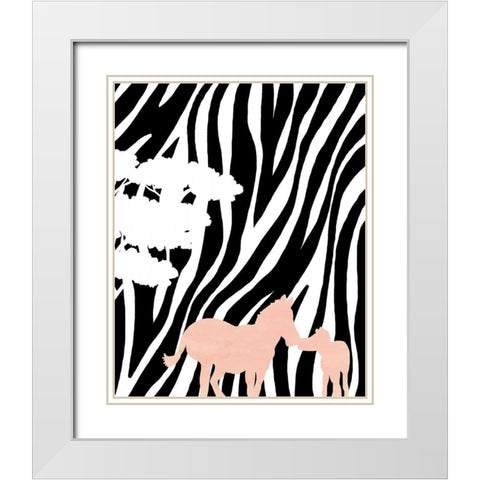 Modern Zebras White Modern Wood Framed Art Print with Double Matting by Quach, Anna