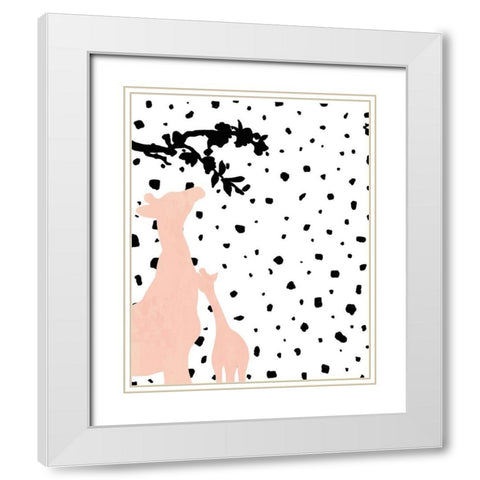 Modern Giraffe White Modern Wood Framed Art Print with Double Matting by Quach, Anna