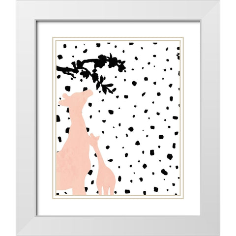 Modern Giraffe White Modern Wood Framed Art Print with Double Matting by Quach, Anna